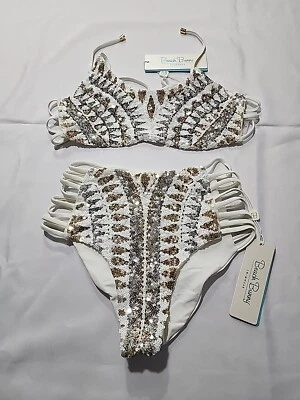 Beach Bunny Swimwear White Glitter Sparkle Sloane Bikini Brand New - Image 1 of 4