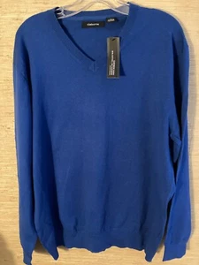 Men's Claiborne Royal Blue Cashmere Blend V Neck Pullover Sweater Size XL - Picture 1 of 5
