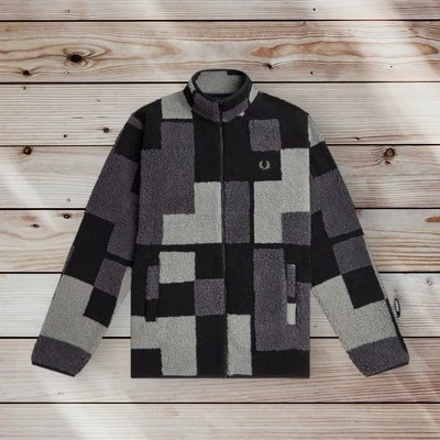 Fred Perry Pixel Borg Fleece Zip Up Jacket Jumper XXL RRP £180 M6570 - Image 1 of 4