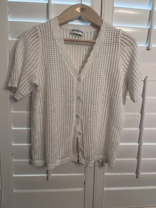 Prinzessin Polly Strickjacke Gr. 6 Ss Häkel Creme Knopf Cropped Cottagecore - Bild 1 von 2