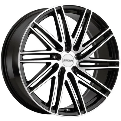 17x8 +40 Petrol P1C 5x110 Gloss Black W/ Machined Face Wheels (Set of 4) - Image 1 of 2