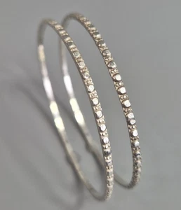 Set of 2 925 Sterling Silver Thin Patterned Stacking Bangles Bracelets - Picture 1 of 3