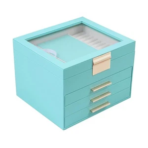 Clear Lid Jewelry Box,4 Layers Jewelry Organizer Large Jewelry Storage Box wi... - Picture 1 of 7