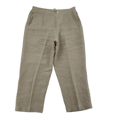 Calça LINEA by Louis Dell'Olia 100% linho cropped bege tecido Cottage Core tamanho M - Imagem 1 de 4