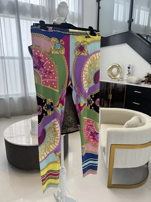 Versace Leggings Multicolor Ventagli Estampado Cadena y Abanico Talla 46 Raro Foto 1 de 4
