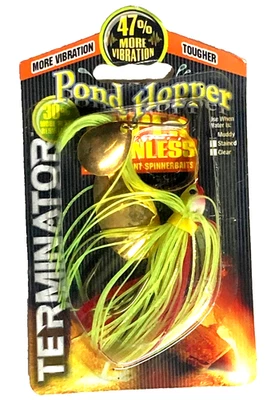 ТЕРМИНАТОР Супер Нержавеющая 1/8 унц РЕДКАЯ Прудовая Хоппер Шартрез Красная Спиннербейт - Изображение 1 из 4