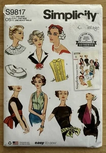 Simplicity Pattern S9817 Vintage Repro Misses Neckwear Headband Dickey Sash-Belt - Picture 1 of 4