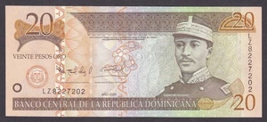 [UNC] 2004 Dominican Republic 20 Pesos Oro P-169d LZ8227202 [I06] - Picture 1 of 2