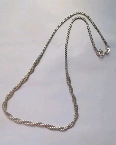 Collar trenzado vintage de plata de ley 15" R99 - Imagen 1 de 3