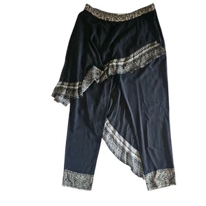 CAMILLA 100% silk pants with overlay women's size 1 embellished black tapered - Picture 1 of 13