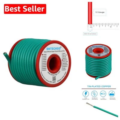 Ultra-Flexible 12 AWG Green Silicone Wire - 25ft Spool for Diverse Applications - Image 1 of 4