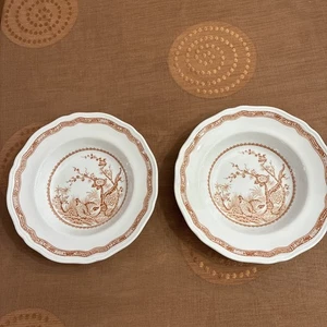 "2 tazones de sopa Mason's England con borde de codorniz marrón de colección 8,75""" - Imagen 1 de 6