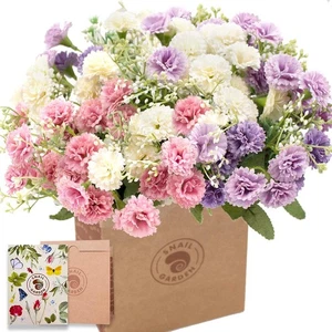 3Pcs 60Heads Mini Artificial Carnation Flowers with Kraft Paper Vase Bag,Silk... - Foto 1 di 6