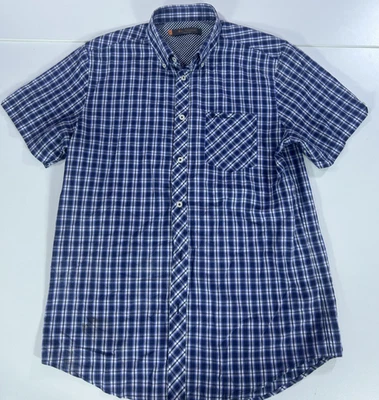CAMISA MEDIANA PARA HOMBRE BEN SHERMAN AZUL/BLANCO/NEGRO A CUADROS POLIÉSTER ... - Imagen 1 de 4