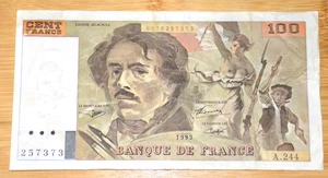 FRANCE 100 FRANCS DELACROIX 1993 90'S Era French Currency Banknote Paper Note - Picture 1 of 2