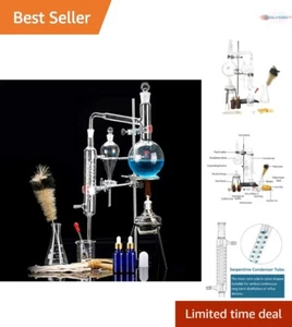 Home Distiller Glass 500 ML Lab Kit 15pcs Ideal for Essential Oil Making - Picture 1 of 11