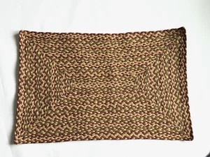 Accent Throw Rug Door Mat Primitive Jute Rustic 20x30 Rect RED GREEN NATURAL - Picture 1 of 4