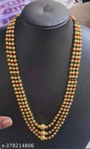 Indische vergoldete Bollywood Hochzeit ethnisch lange Mala Halskette Schmuck Set - Bild 1 von 6