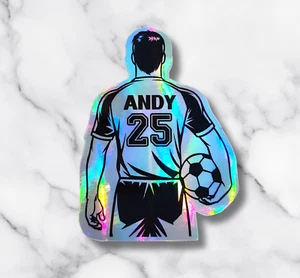 Custom Holographic Soccer Player Sticker with Name & Number, Soccer Gift - Picture 1 of 6