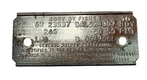 1969 Pontiac Tempest Custom 2 Door Hardtop Coupe 69-23537 Trim Cowl Data Tag - Picture 1 of 2