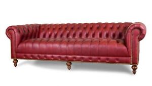 Sofa 4-Seater Upholstered Couch Chesterfield Premium Faux Leather Classic Red