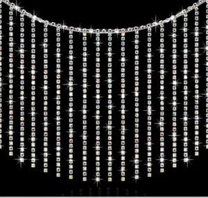 Nastro strass cristallo nappa catena cucito artigianato sposa bordo frangia fai da te decorazione - Foto 1 di 8