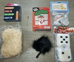 new WHITE FUZZY DICE BLACK FURRY KEY CHAIN SNOWMAN KIT CHERISHED TEDDY TEACHERS - Picture 1 of 1