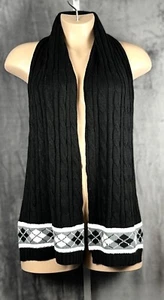 Black/Gray/White Argyle Knit Scarf - 70" x 11" Slight Pilling READ CONDITION - Picture 1 of 3