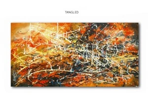 Ein helles buntes Band Kunst Abstrakt Original Gemälde Modern Fließend Mike Lang - Bild 1 von 7