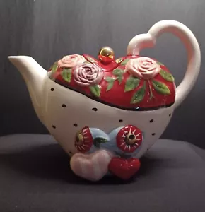 Valentines Day Teapot Foral Ceramics Decorative Home Décor by Blue Sky Goldminc - Picture 1 of 8