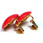 Chunky Lucite Clip Earrings Lipstick Red MCM Round Button MOD Vintage 1960s