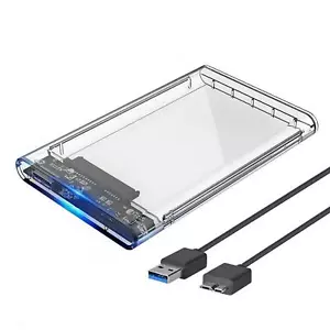 Hard Drive Caddy Case Enclosure 2.5 Inch USB 3.0 SATA External Clear HDD SSD - Picture 1 of 7