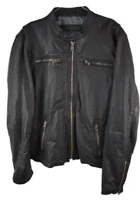 Superdry Herren Biker Lederjacke mit Reißverschluss schwarz Gr. XXL Bomber Designer - Bild 1 von 7