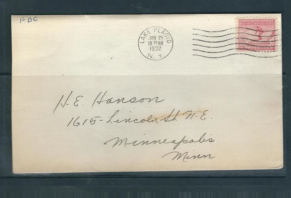 USA SC # 716 Olympic Winter games , Lake Placid NY Cancel . FDC . No cachet - Image 1 of 1