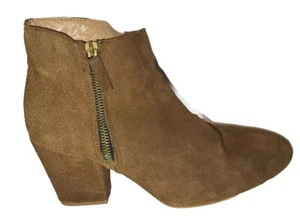 Zara Basic Collection Boots Womens Ankle Booties Beige Suede Slip On Heels 7.5 - Picture 1 of 3