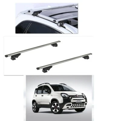 BARRE PORTATUTTO ALLUMINIO FIAT PANDA CROSS ANNO 2015 CON RAILS SERRATURE K9 - Immagine 1 di 4