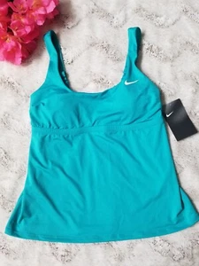 Nike Ladies Small Tankini Swimsuit Top Lightly Padded Green Teal Bathing Suit NW - Picture 1 of 5