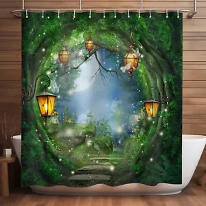 Enchanted Forest Shower Curtain Fairy Tale Shower Curtain Fantasy Forest Gree... - Picture 1 of 8