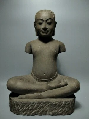 Figura de piedra arenisca jemer rey Jayavarman reliquia estilo Angkor Wat Foto 1 de 4