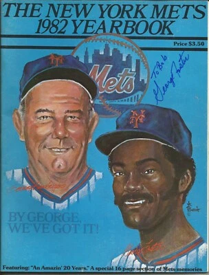 NY METS 1982 Yearbook and Program Combo w/George Foster Autograph - Image 1 of 4