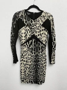 Bebe Grey Leopard Jacquard Dress- Size S/P - Picture 1 of 7
