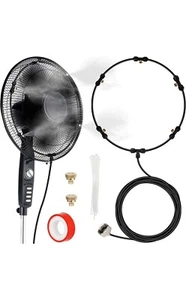 Fan Misting Kit, Outdoor Fan Misting Cooling System with 19.36FT Misting Line + - Picture 1 of 6