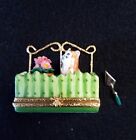 France Limoges Box Flower Pot With Cat In Flower Box & Trowel  