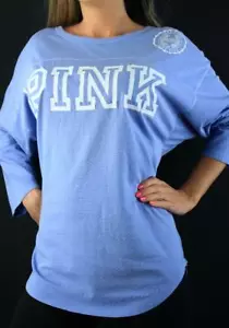 Victoria's Secret PINK Crew Logo Tee Dolman Sleeve 100% Cotton Top - Picture 1 of 1