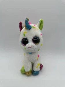 Ty Beanie Boos HARMONIE l'Unicorno Beanbag Peluche Giocattolo con Occhi Glitterati - Foto 1 di 8