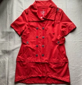 neon buddha Short Sleeve Cotton Trench Coat NWT - Picture 1 of 12