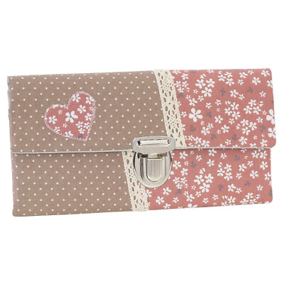 Damen Geldbörse Portemonnaie Stoff  Altrosa Punkte Blumen Handmade Unikat Neu - Bild 1 von 2