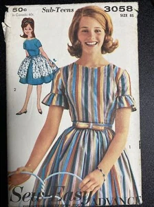 Vintage Advance Pattern 3058 Sew-Easy Sub-Teens Dress Sz 8 UNCUT FF - Picture 1 of 2