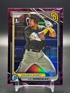 2024 Bowman #BCP-111 J.D. Gonzalez 1st Fuchsia Luna Glow Refractors /199 Padres - Picture 1 of 3