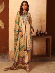 3-teiliger genähter Rasenanzug Nirvana bestickt mit Seide Dupatta KSE - 8030 - Bild 1 von 3